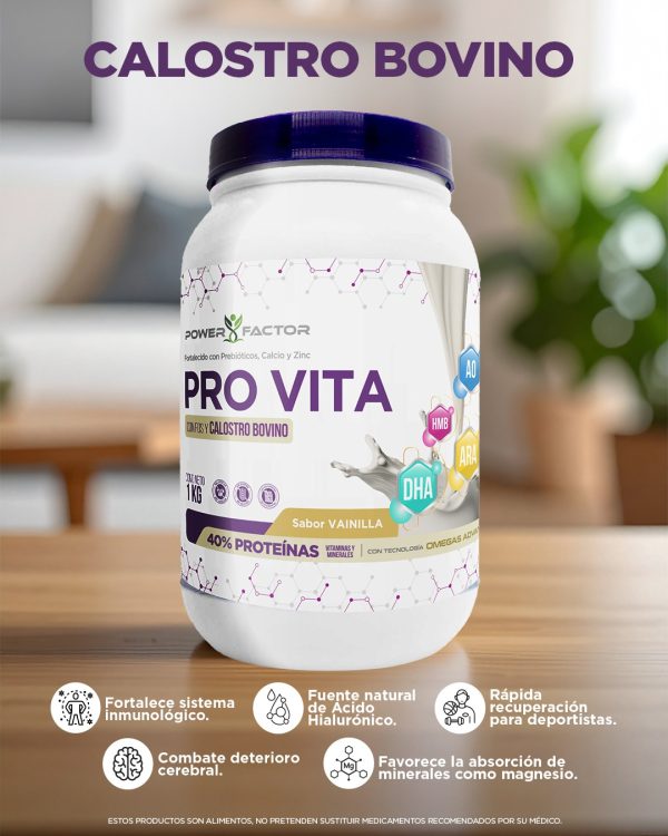 Pro Vita Calostro Bovino Frasco 1 KG Suplemento Power Factor en polvo - Imagen 2