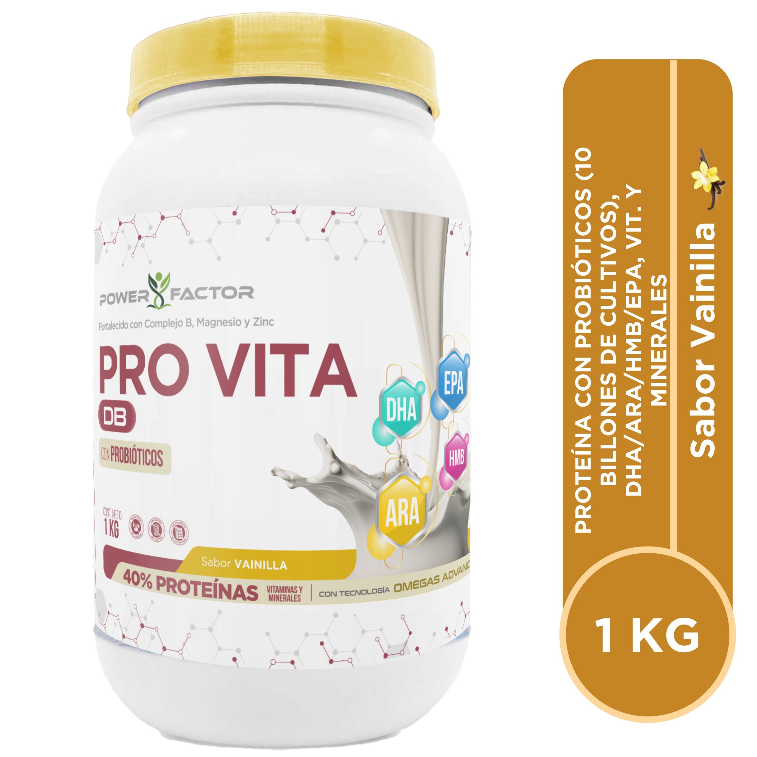 Pro Vita DB Probióticos 10 Billones de Cultivos Frasco 1 KG Suplemento Power Factor en polvo